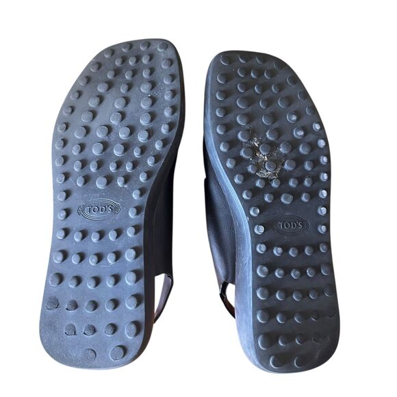 TOD'S Gomma Buckle Leather Platform Sandals Black sz 39 (US 9) - Picture 5 of 5